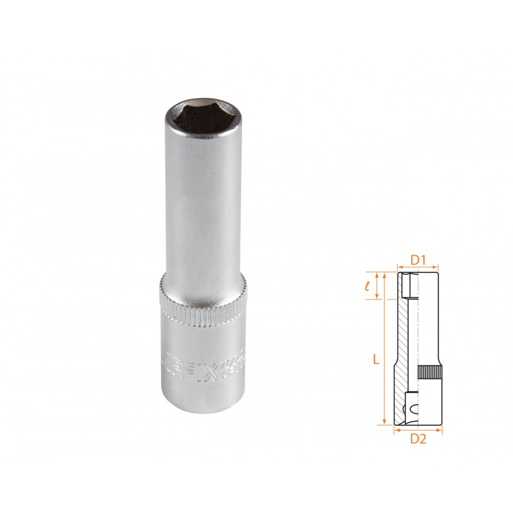 Головка торцевая глубокая шестигранная 3/8", 10 мм AFFIX AF00130010
