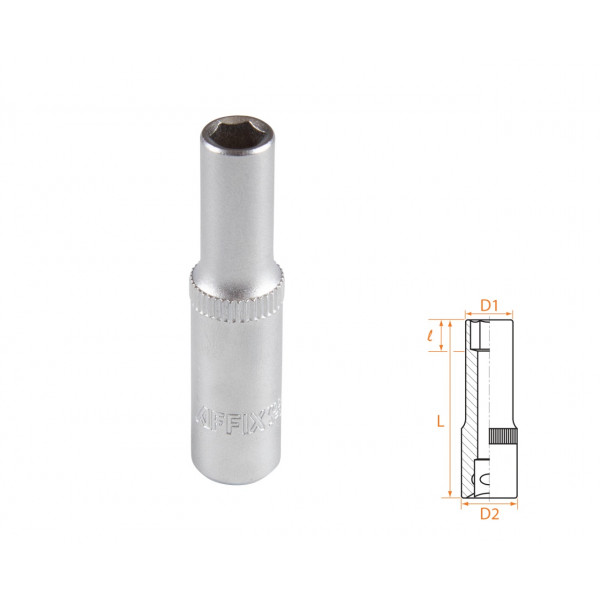 Головка торцевая глубокая шестигранная 1/4", 6 мм AFFIX AF00120006