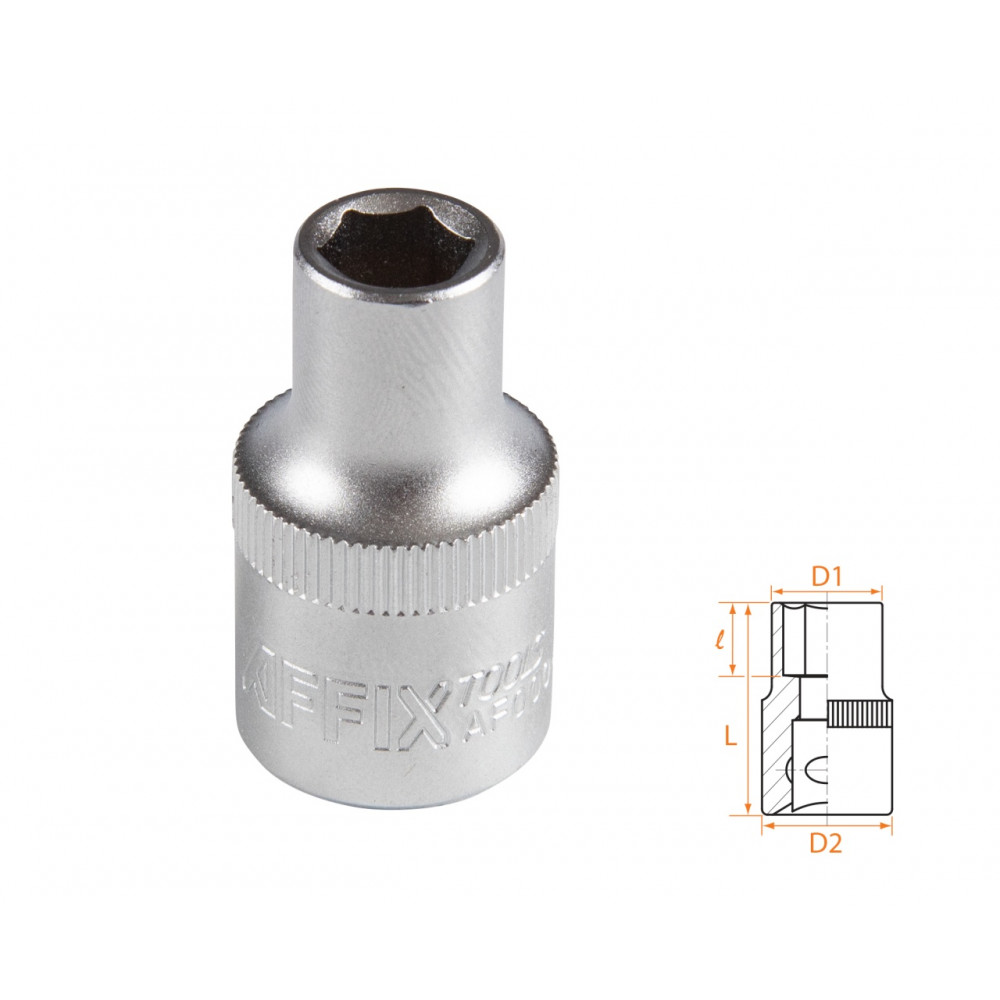 Головка торцевая стандартная шестигранная 1/2", 9 мм AFFIX AF00040009