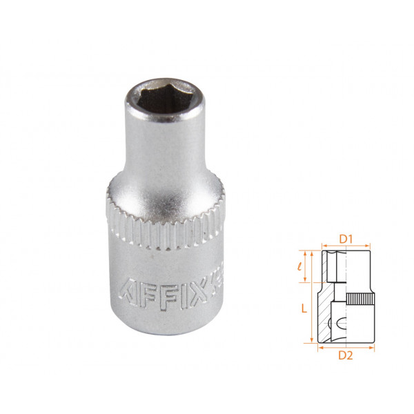Головка торцевая стандартная шестигранная 1/4", 5 мм AFFIX AF00020005