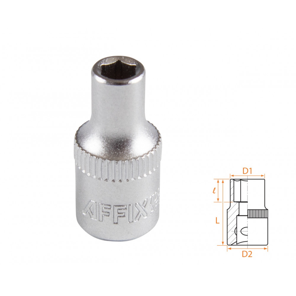 Головка торцевая стандартная шестигранная 1/4", 4,5 мм AFFIX AF00020045