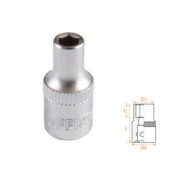 Головка торцевая стандартная шестигранная 1/4", 4,5 мм AFFIX AF00020045