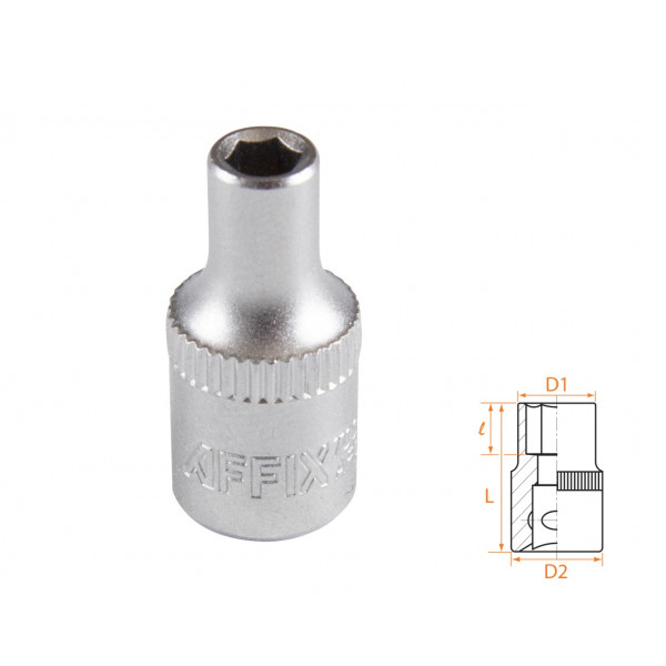 Головка торцевая стандартная шестигранная 1/4", 4 мм AFFIX AF00020004