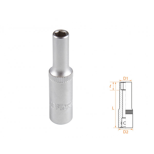 Головка торцевая глубокая шестигранная 1/4", 5 мм AFFIX AF00120005