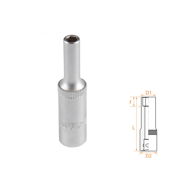 Головка торцевая глубокая шестигранная 1/4", 4 мм AFFIX AF00120004