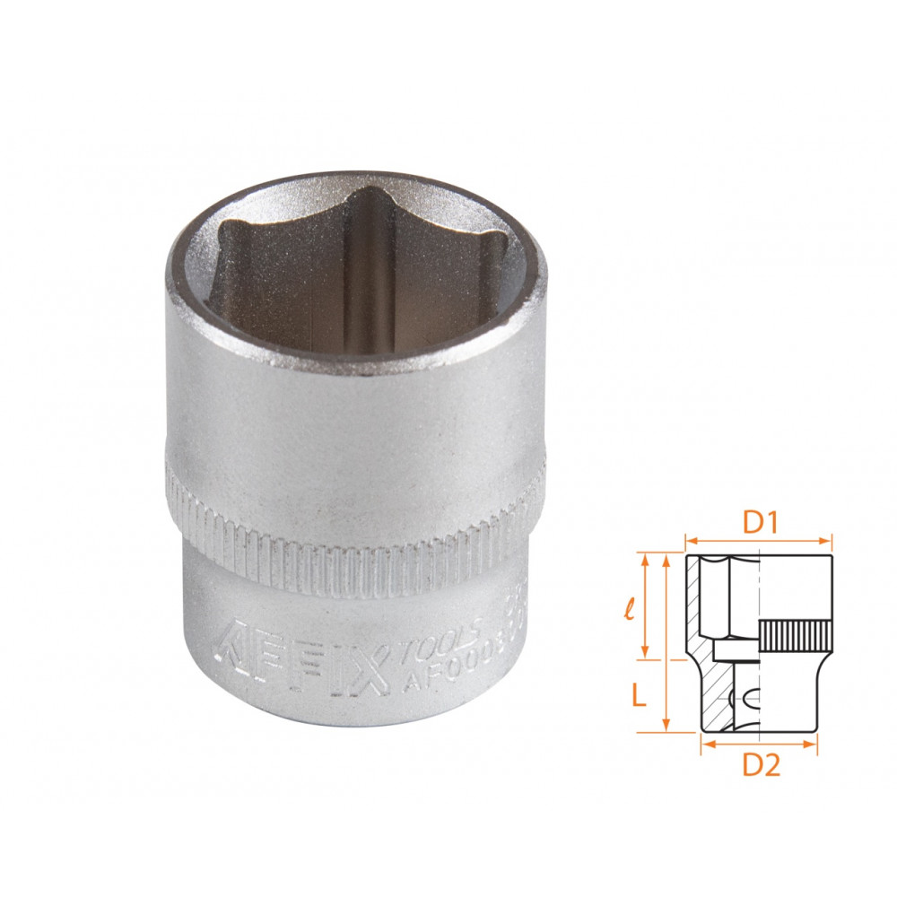 Головка торцевая стандартная шестигранная 3/8", 19 мм AFFIX AF00030019