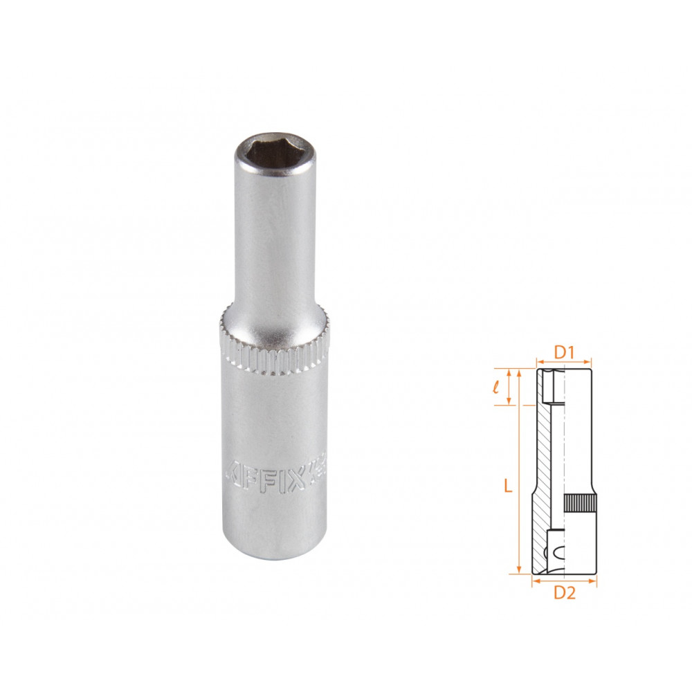 Головка торцевая глубокая шестигранная 1/4", 5,5 мм AFFIX AF00120055