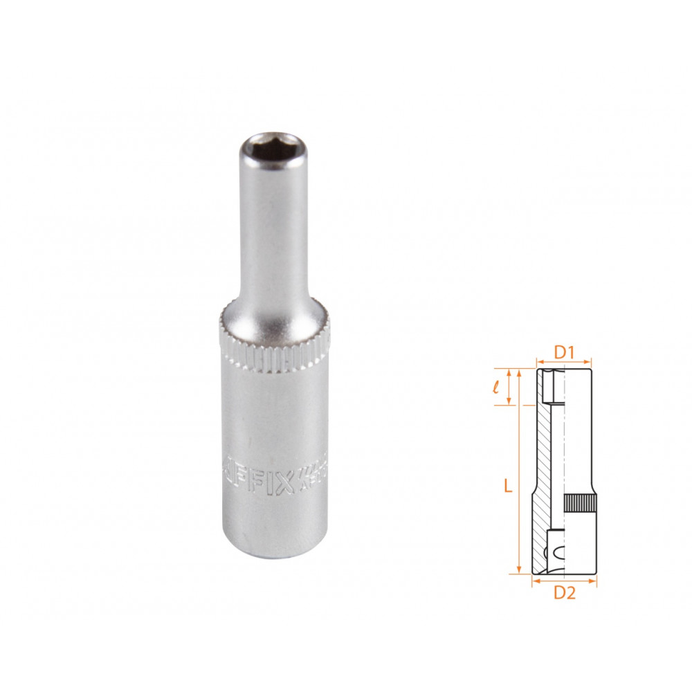 Головка торцевая глубокая шестигранная 1/4", 4,5 мм AFFIX AF00120045