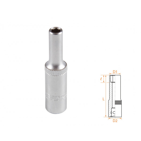 Головка торцевая глубокая шестигранная 1/4", 4,5 мм AFFIX AF00120045