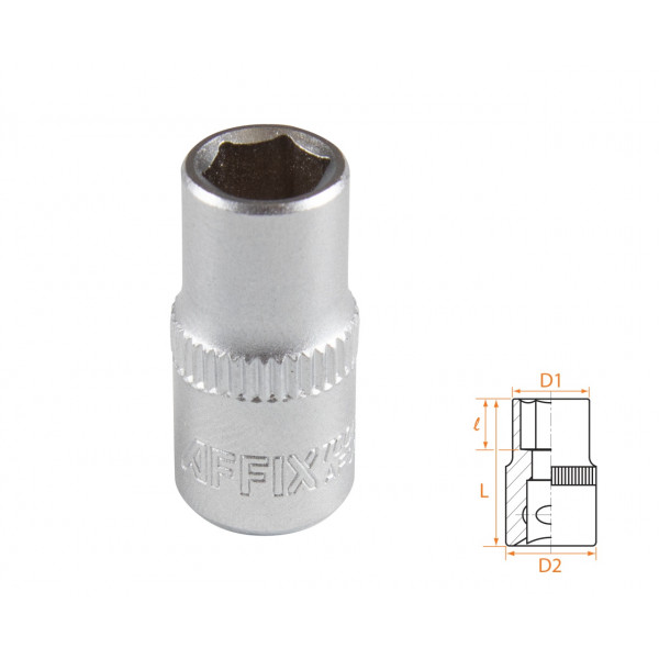 Головка торцевая стандартная шестигранная 1/4", 7 мм AFFIX AF00020007