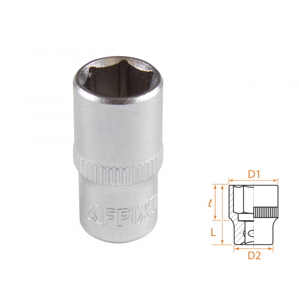 Головка торцевая стандартная шестигранная 1/4", 9 мм AFFIX AF00020009