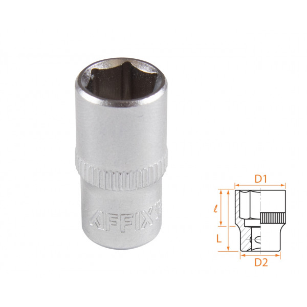 Головка торцевая стандартная шестигранная 1/4", 9 мм AFFIX AF00020009