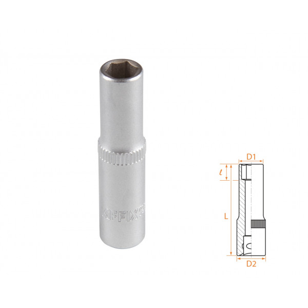 Головка торцевая глубокая шестигранная 1/4", 7 мм AFFIX AF00120007