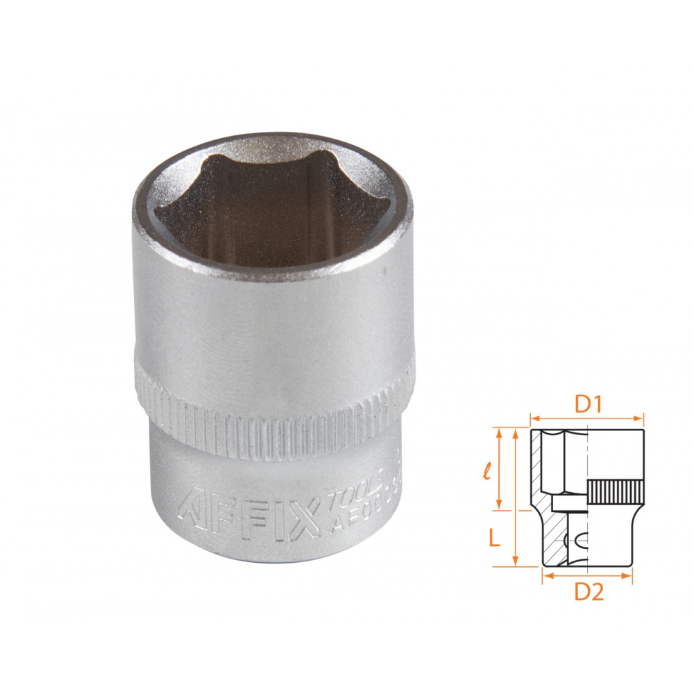 Головка торцевая стандартная шестигранная 3/8", 17 мм AFFIX AF00030017