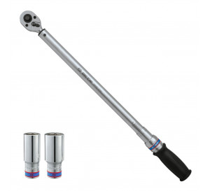 Динамометрический ключ 1/2", 60-340 Нм, "EXACT", футляр, в комплекте 2 торцевые головки KING TONY P34462-2DG