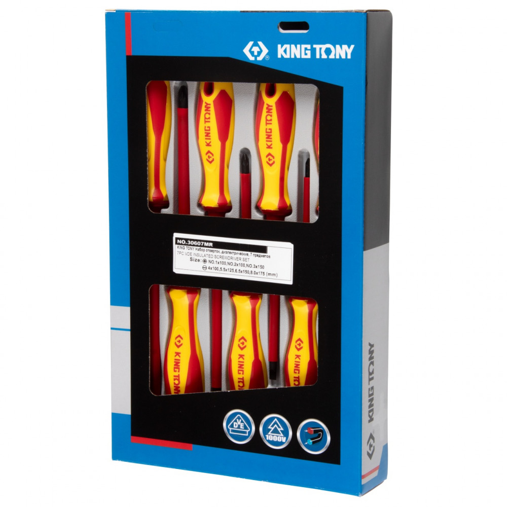 Набор отверток, диэлектрические, 7 предметов KING TONY 30607MR
