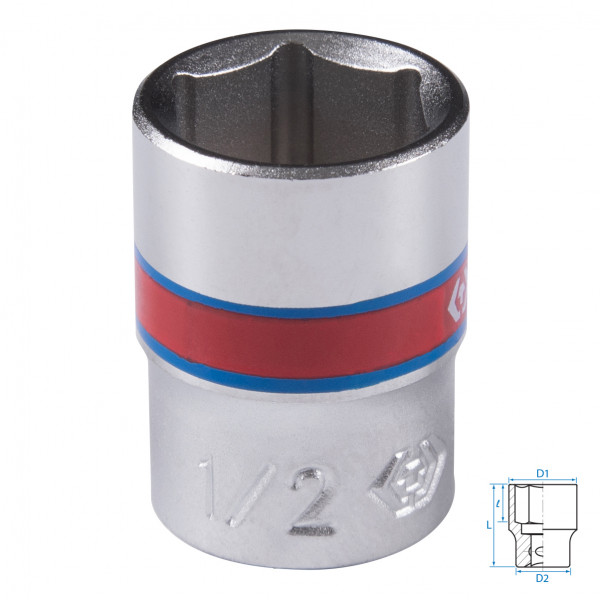 Головка торцевая стандартная шестигранная 1/4", 1/2", дюймовая KING TONY 233516S