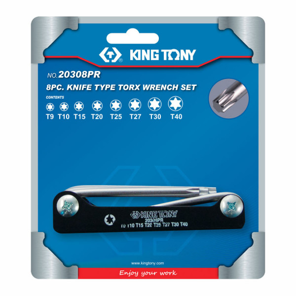 Набор Г-образных Torx, T9-T40, складные, 8 предметов KING TONY 20308PR