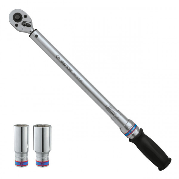 Динамометрический ключ 1/2", 40-200 Нм, "EXACT", футляр, в комплекте 2 торцевые головки KING TONY P34462-1DG