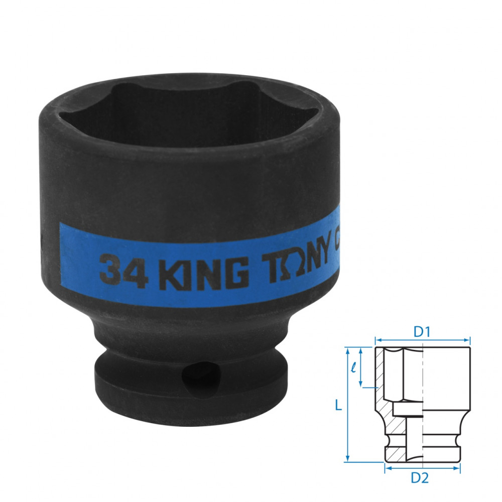Головка торцевая ударная шестигранная 1/2", 34 мм KING TONY 453534M