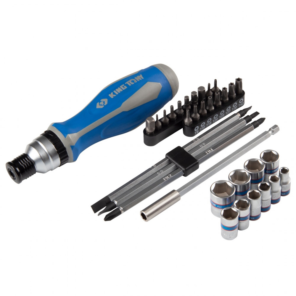 Набор вставок (бит) 1/4", PH, PZ, Hex, Torx, Slotted, 39 предметов KING TONY 2539MRV04