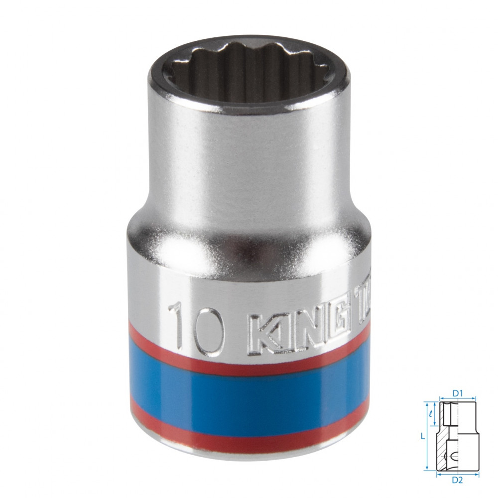 Головка торцевая стандартная двенадцатигранная 3/8", 10 мм KING TONY 333010M