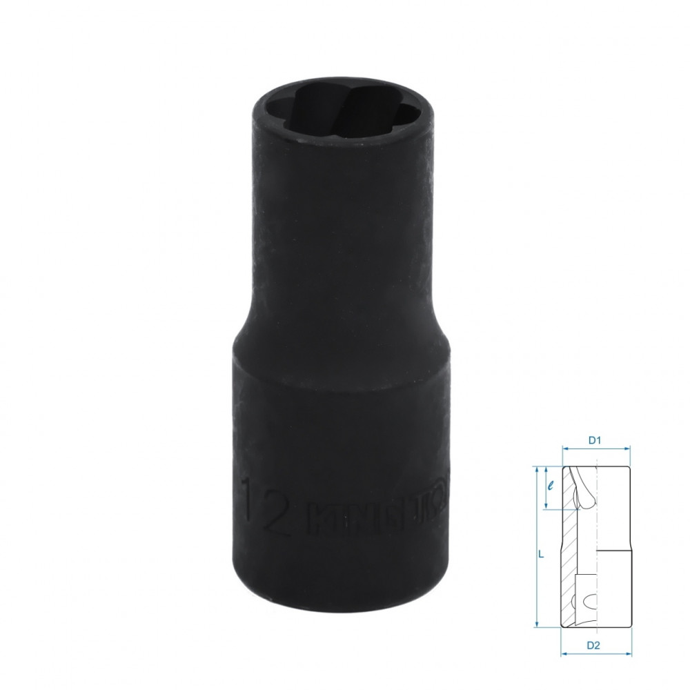 Головка для поврежденного крепежа 1/2", 12 мм KING TONY 9TD403-12M