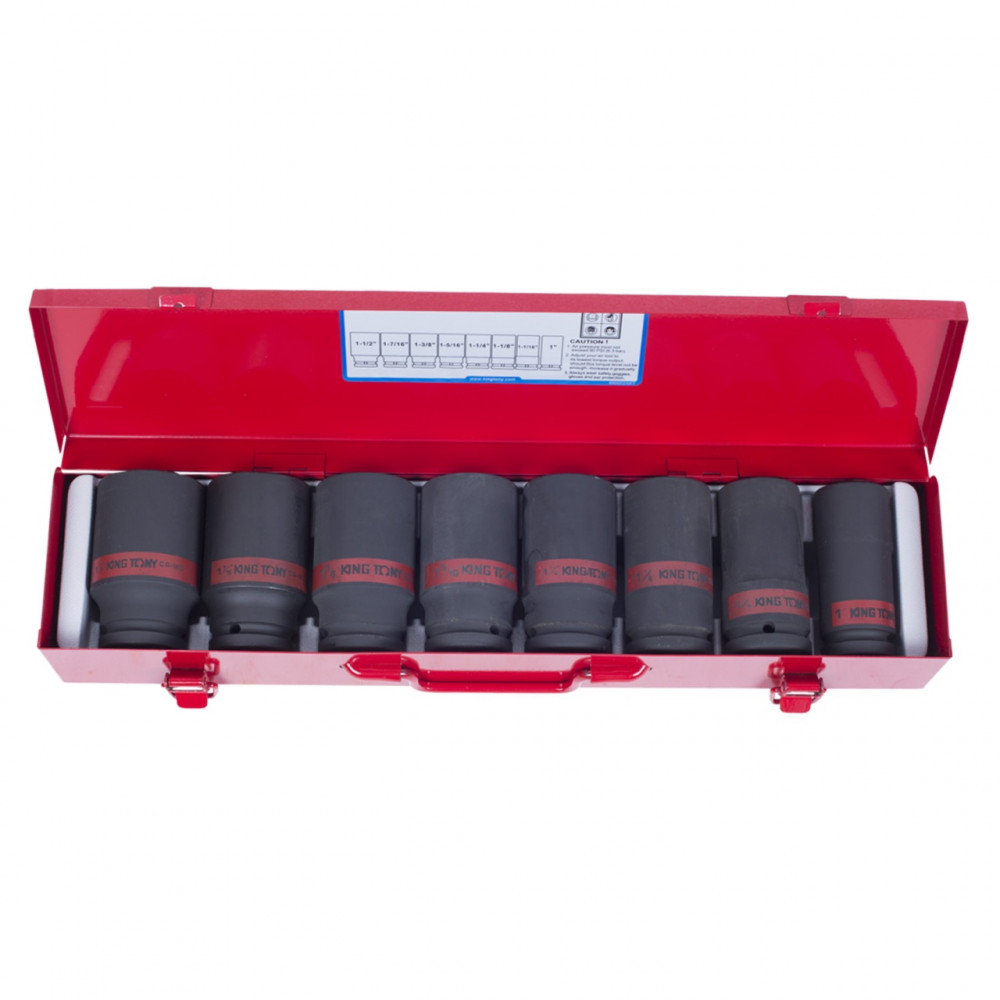 Набор ударных глубоких торцевых головок 3/4", шестигранные, 1"-1&1/2", 8 предметов KING TONY 6410SP