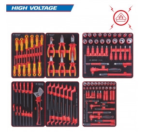 Набор инструментов 117 предметов, "HIGH VOLTAGE", для тележки, 6 ложементов KING TONY 932-117VEMRVD