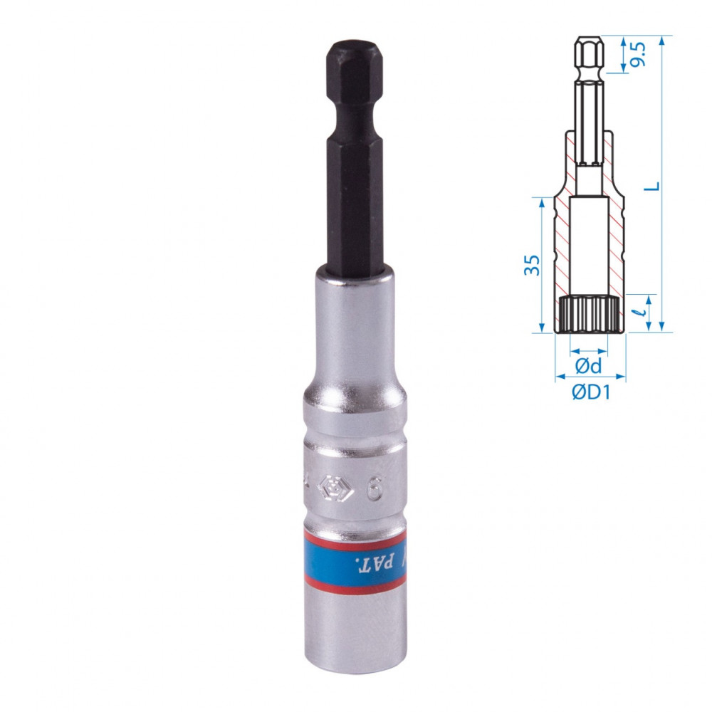 Головка для шуруповерта двенадцатигранная 1/4", 9 мм, L = 80 мм KING TONY 76B809M