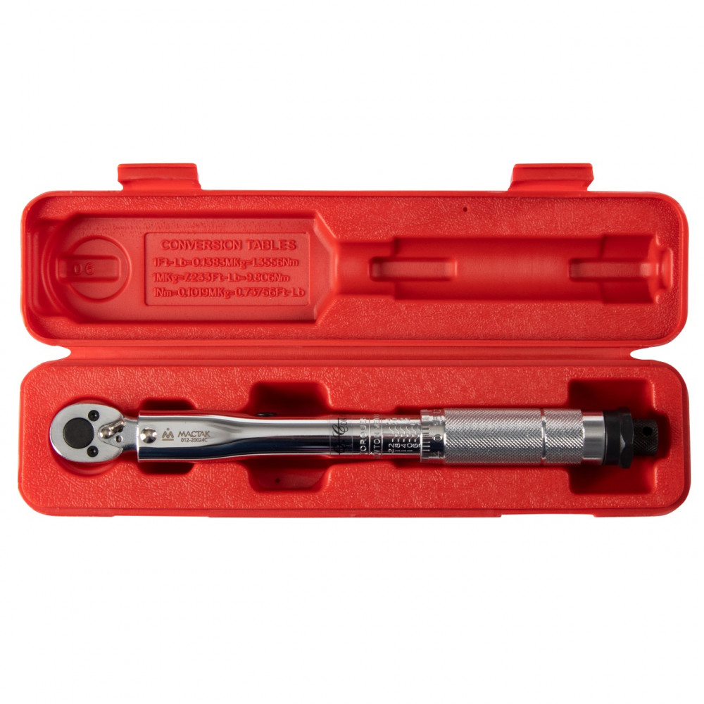 Ключ динамометрический 1/4", 2-24 Нм, в пластиковом кейсе МАСТАК 012-20024C