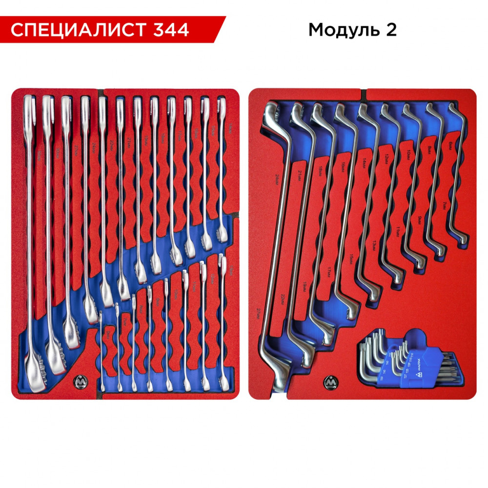 Набор инструментов 344 предмета, "СПЕЦИАЛИСТ 344", в синей тележке МАСТАК 50-07344B
