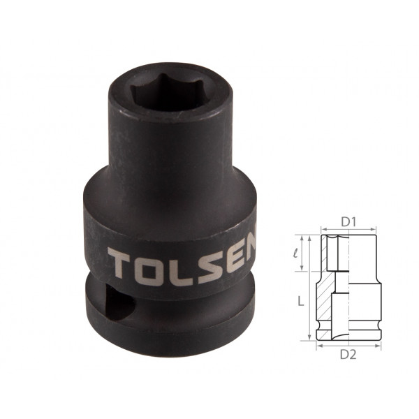 Головка торцевая ударная шестигранная 1/2", 10 мм TOLSEN TT18210