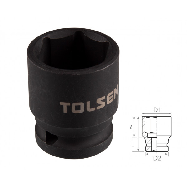 Головка торцевая ударная шестигранная 1/2", 24 мм TOLSEN TT18224