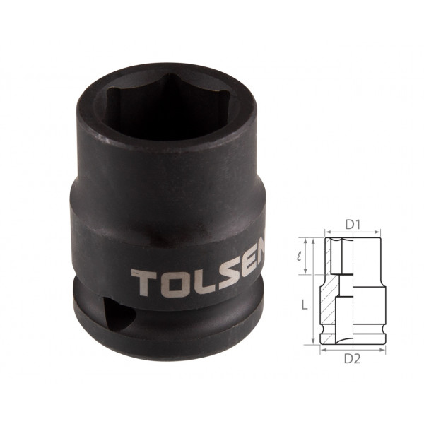 Головка торцевая ударная шестигранная 1/2", 19 мм TOLSEN TT18219