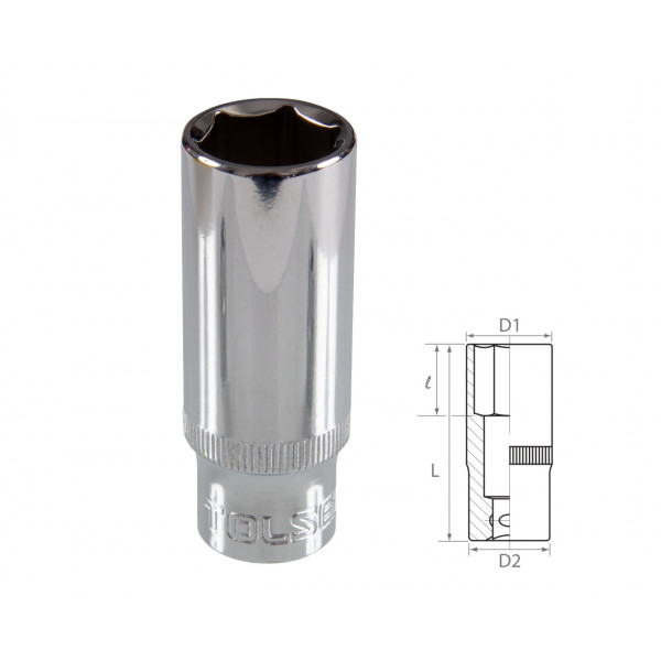 Головка торцевая глубокая шестигранная 3/8", 18 мм TOLSEN TT16368
