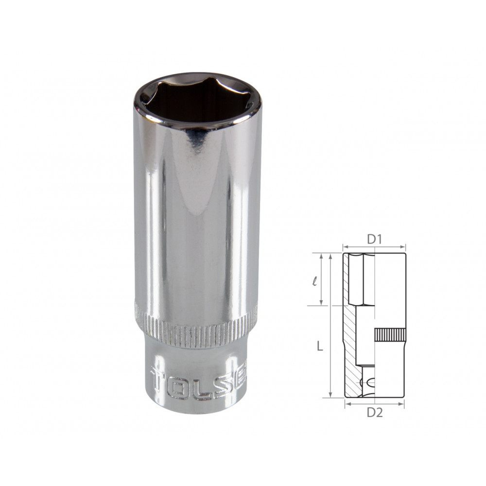 Головка торцевая глубокая шестигранная 3/8", 17 мм TOLSEN TT16367