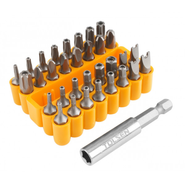 Набор вставок (бит) 1/4", Security hex, TorxTR, Spaner, Torg-Set, Tri-Wing, 33 предмета TOLSEN TT20369