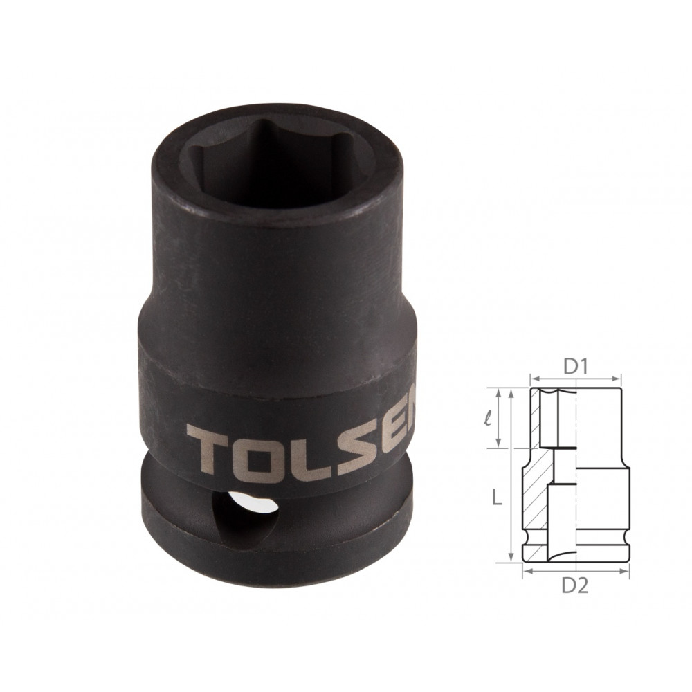 Головка торцевая ударная шестигранная 1/2", 15 мм TOLSEN TT18215