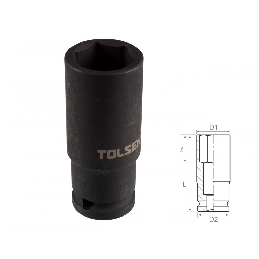 Головка торцевая ударная глубокая шестигранная 1/2", 23 мм TOLSEN TT18273