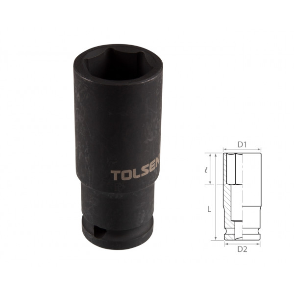 Головка торцевая ударная глубокая шестигранная 1/2", 21 мм TOLSEN TT18271