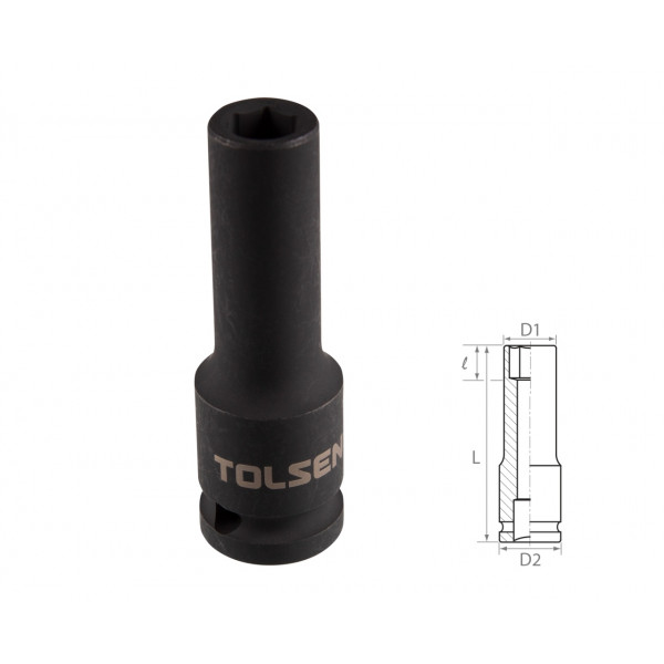 Головка торцевая ударная глубокая шестигранная 1/2", 10 мм TOLSEN TT18260