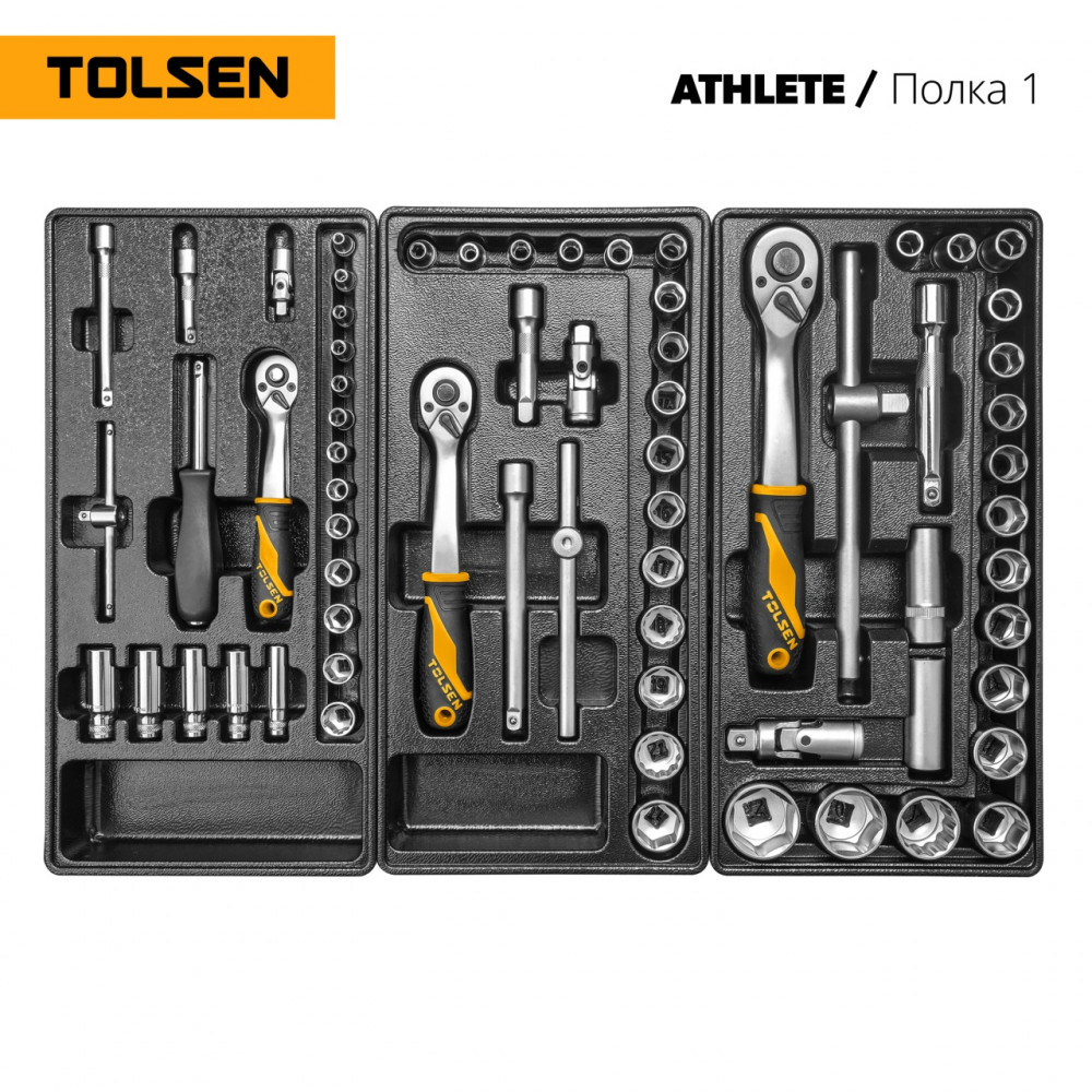 Набор инструментов 189 предметов, "ATHLETE", для тележки, 15 ложементов TOLSEN TT85412-189