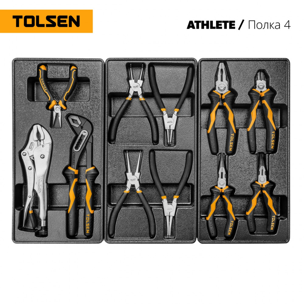 Набор инструментов 189 предметов, "ATHLETE", для тележки, 15 ложементов TOLSEN TT85412-189