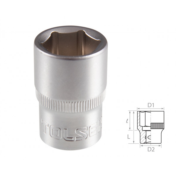 Головка торцевая стандартная шестигранная 1/2", 21 мм TOLSEN TT16521