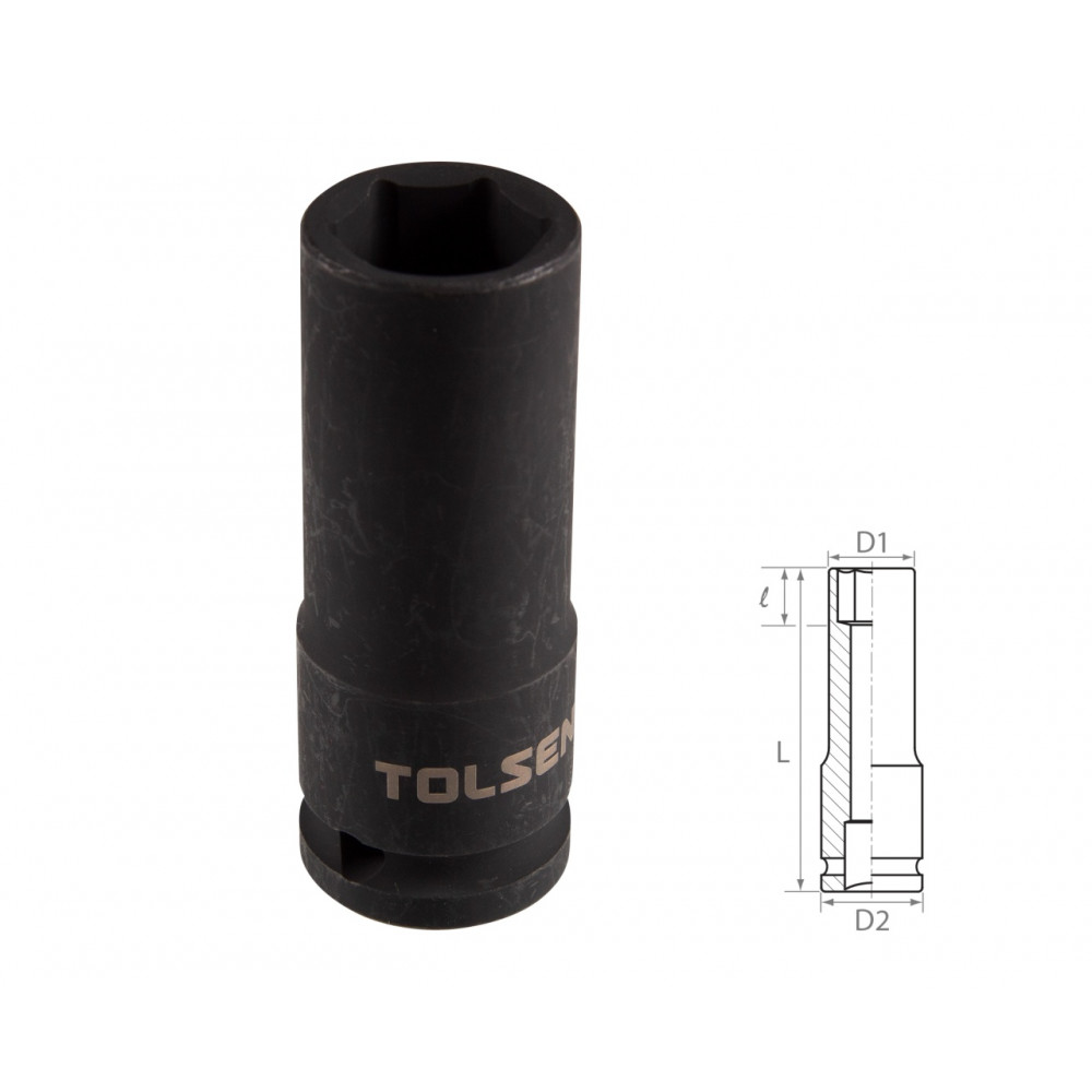 Головка торцевая ударная глубокая шестигранная 1/2", 20 мм TOLSEN TT18270
