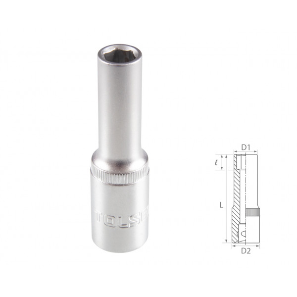 Головка торцевая глубокая шестигранная 1/2", 8 мм TOLSEN TT16558