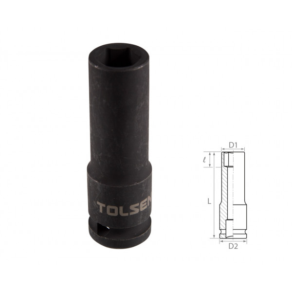 Головка торцевая ударная глубокая шестигранная 1/2", 14 мм TOLSEN TT18264