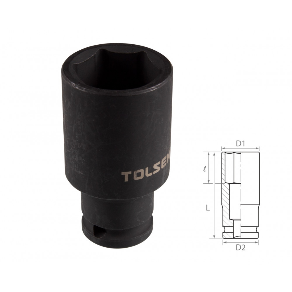 Головка торцевая ударная глубокая шестигранная 1/2", 30 мм TOLSEN TT18280