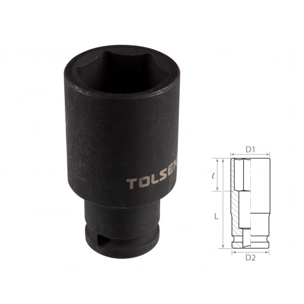 Головка торцевая ударная глубокая шестигранная 1/2", 30 мм TOLSEN TT18280